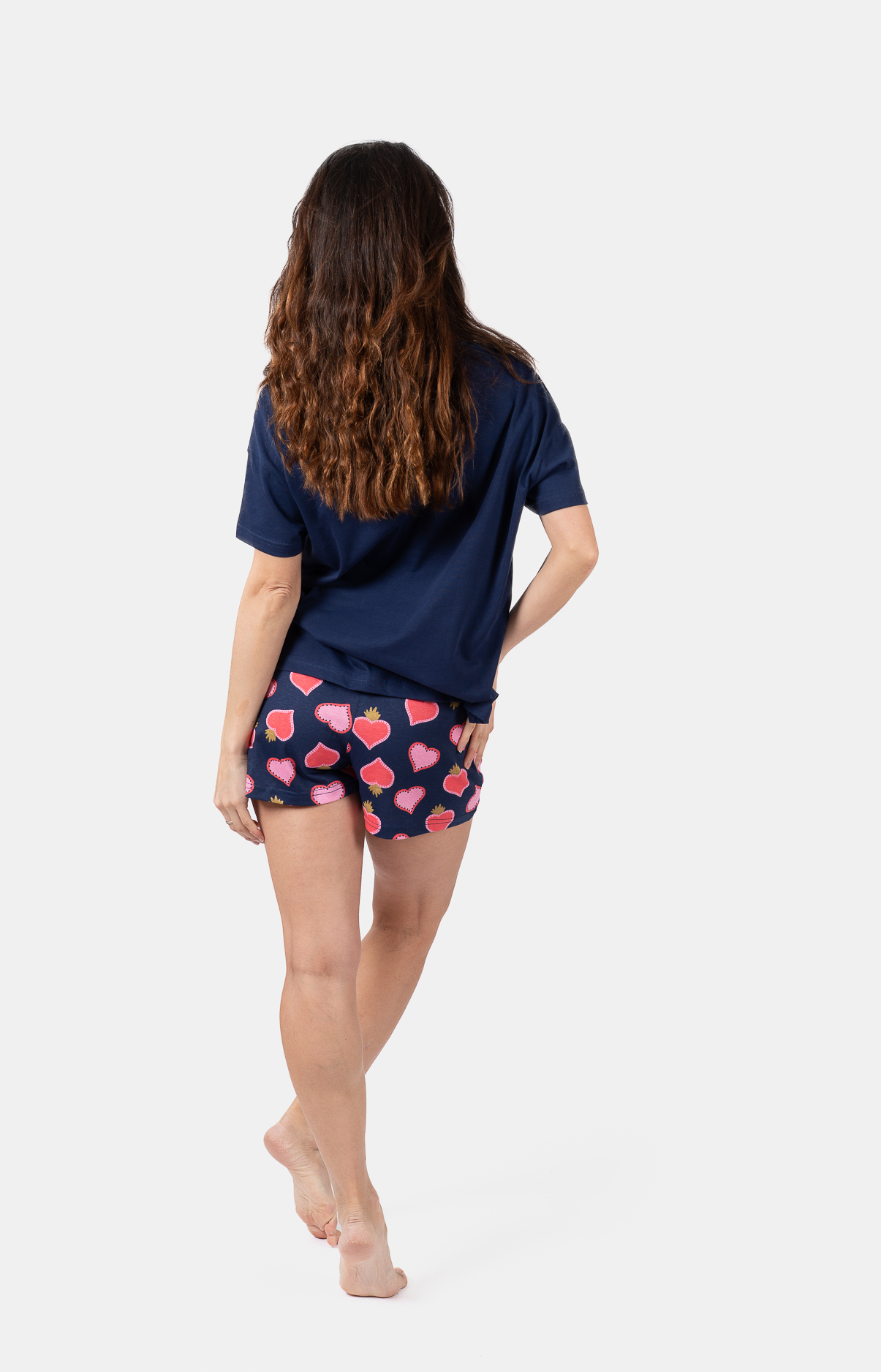 Pyjama femme court et t-shirt col rond oversize - 100% coton - MEXI