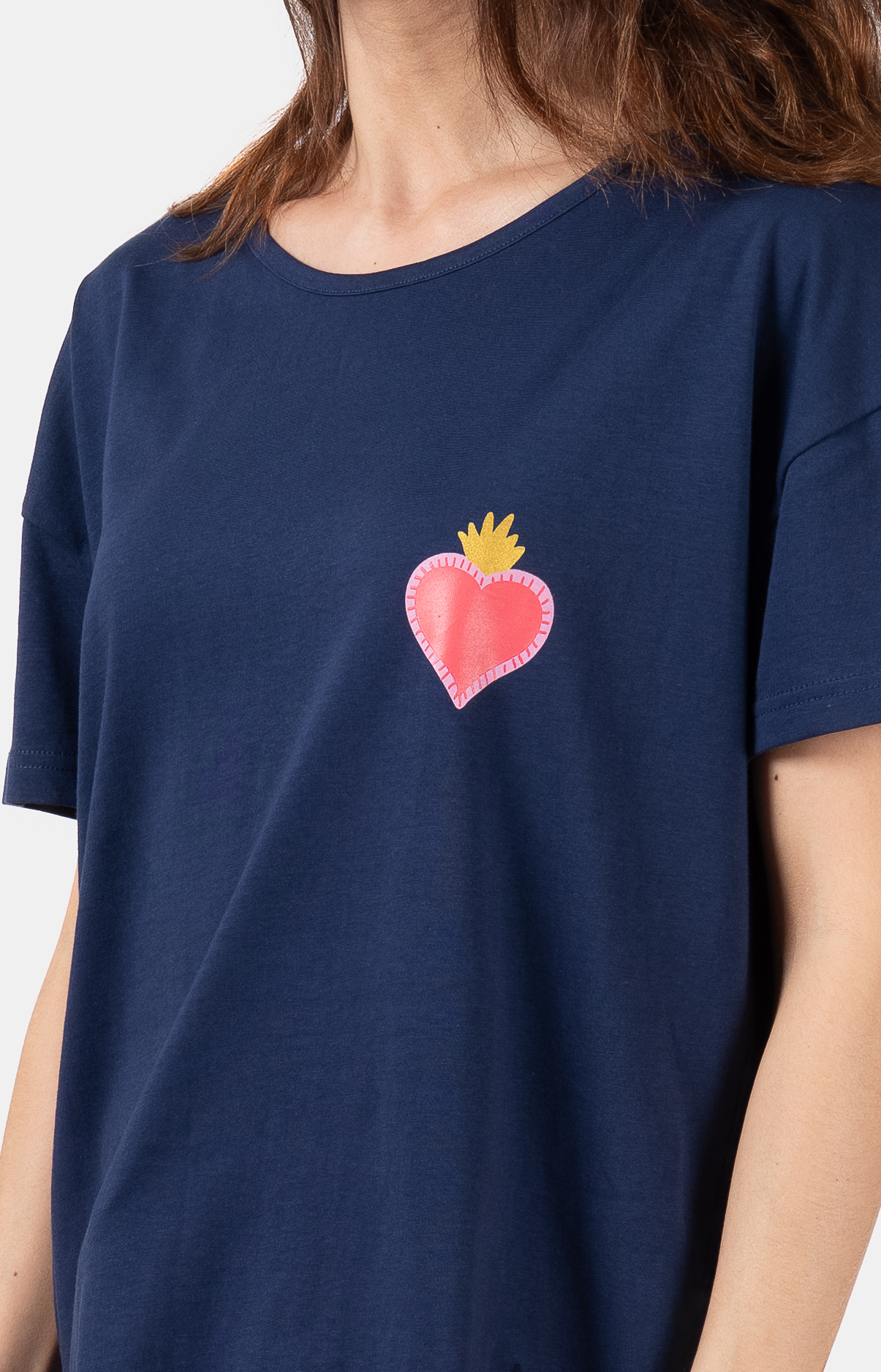 Pyjama femme court et t-shirt col rond oversize - 100% coton - MEXI