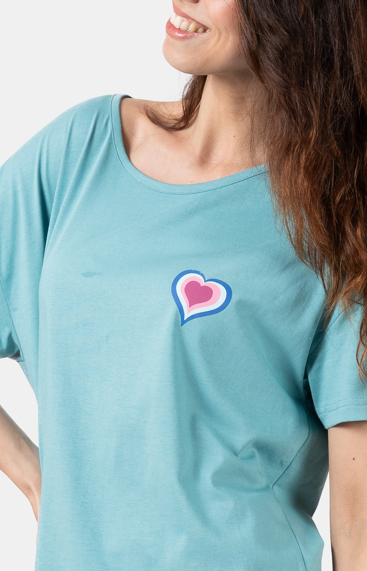 Pyjama femme court et t-shirt oversize col rond - 100% coton - RAINBOW