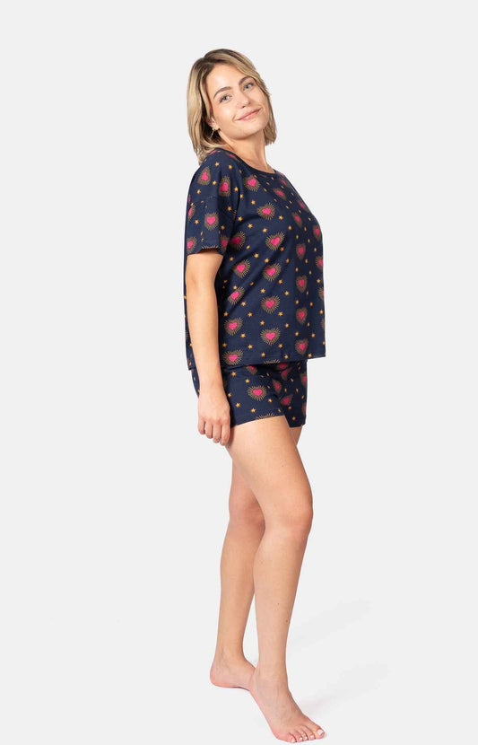Pyjashort femme 100% coton T-shirt oversize - VOTO