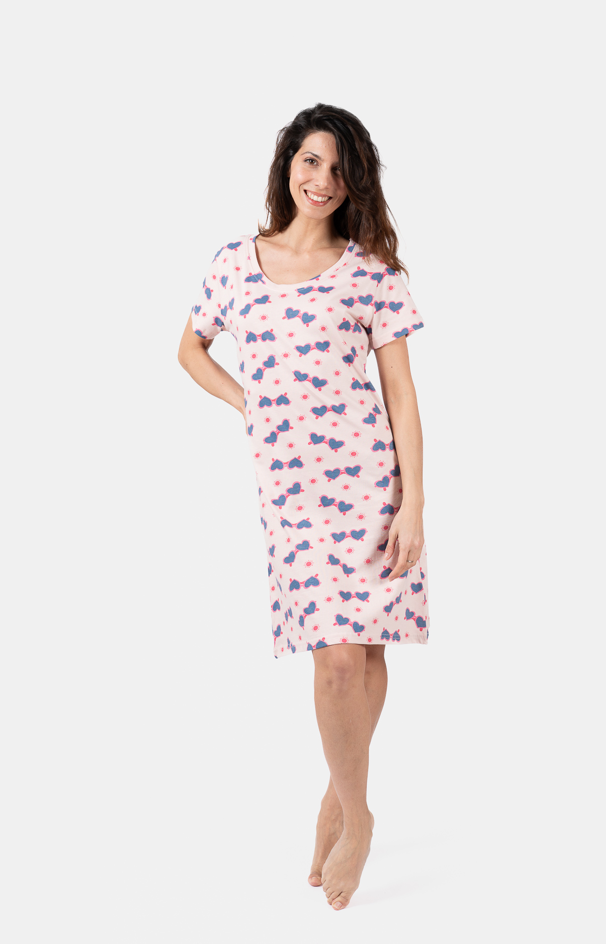 Chemise de nuit femme col rond - 100% coton - GLASSES