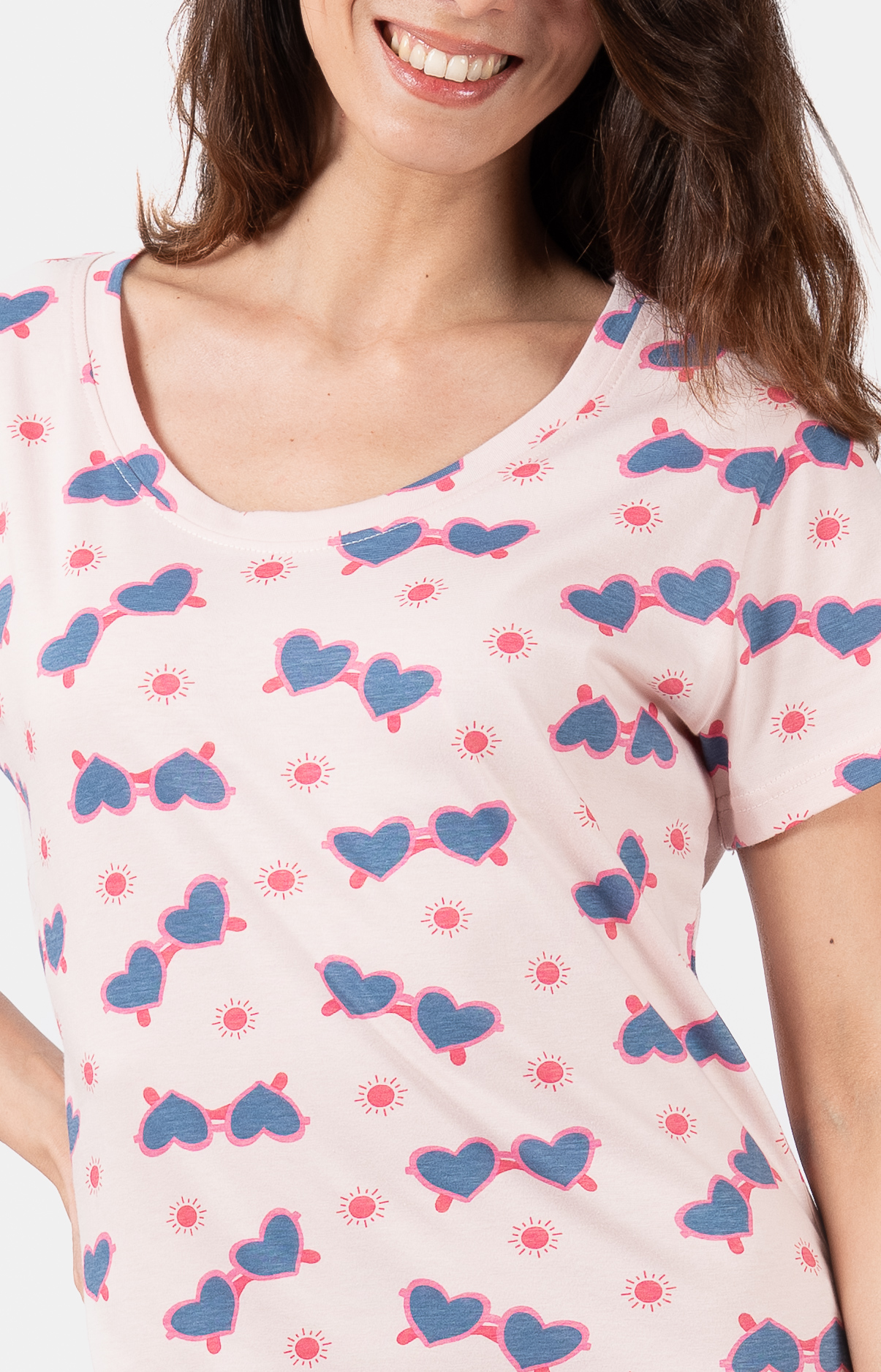 Chemise de nuit femme col rond - 100% coton - GLASSES