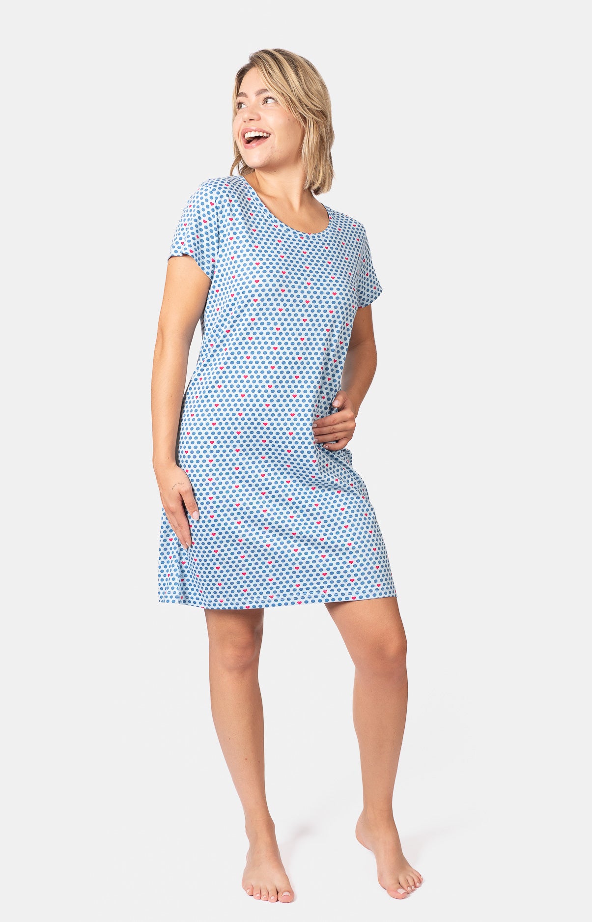 Chemise de nuit col rond - POIS