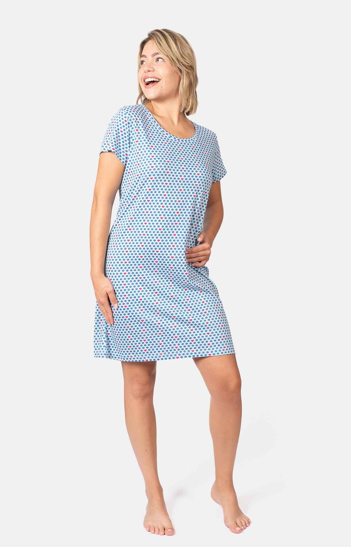Chemise de nuit femme 100% coton - POIS