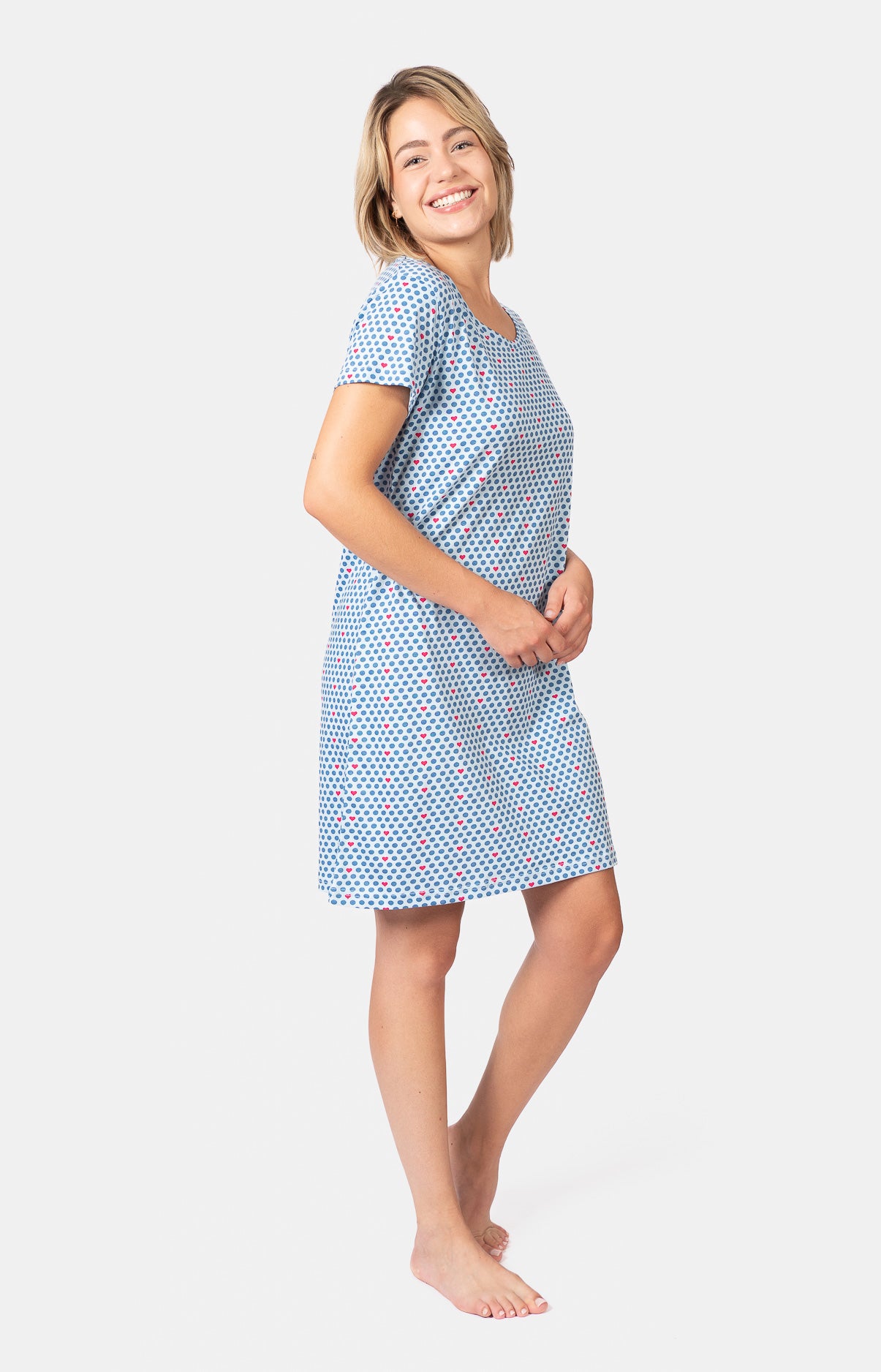 Chemise de nuit col rond - POIS