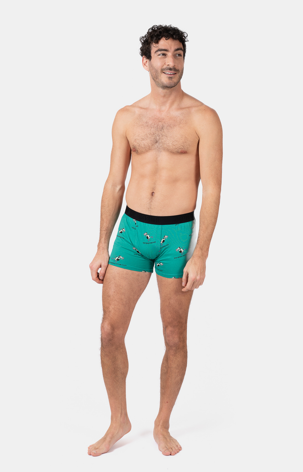 Boxer homme - VACHE - Taille S, Couleur Vert
