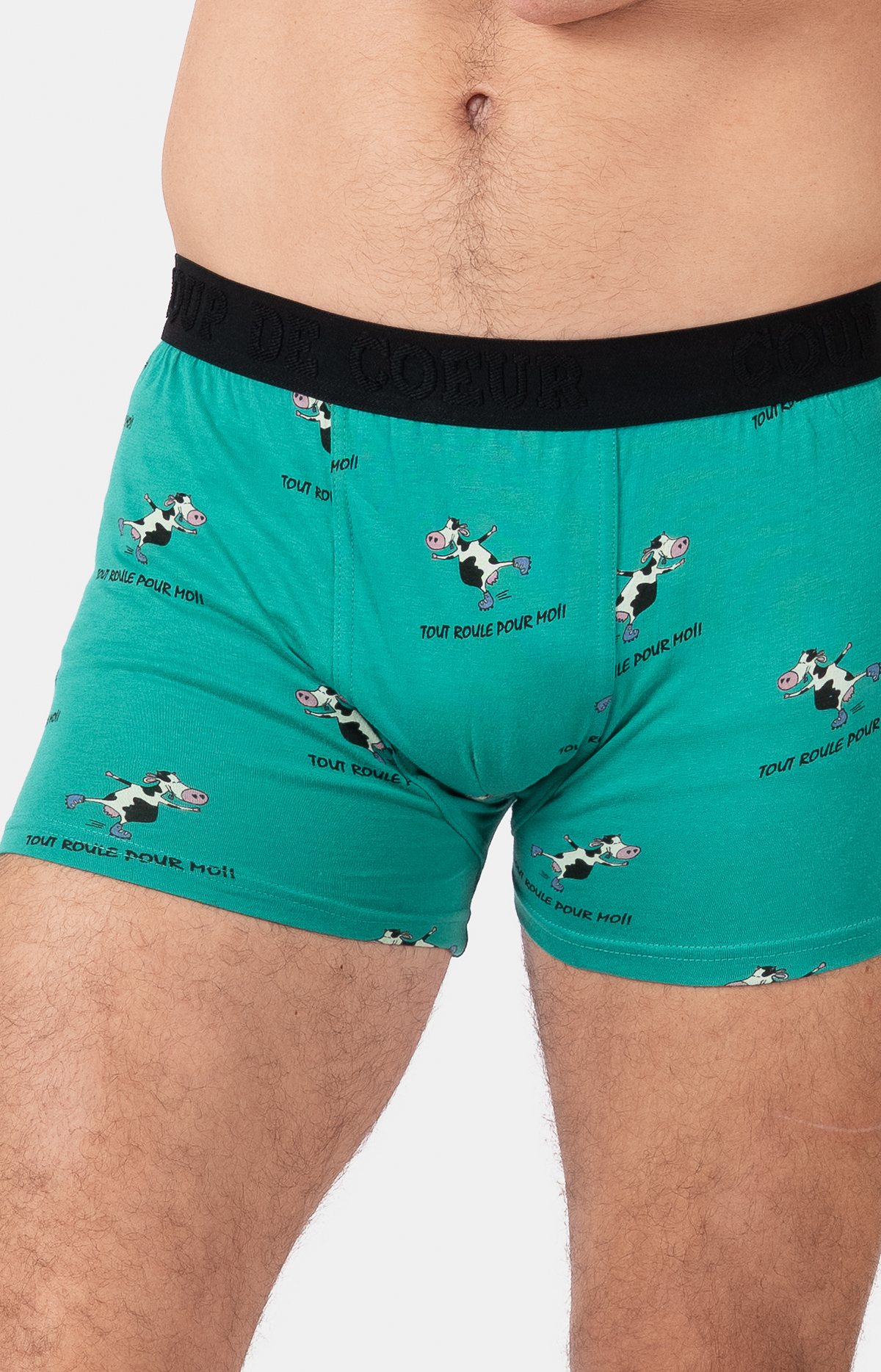 Boxer homme - VACHE - Taille M, Couleur Vert