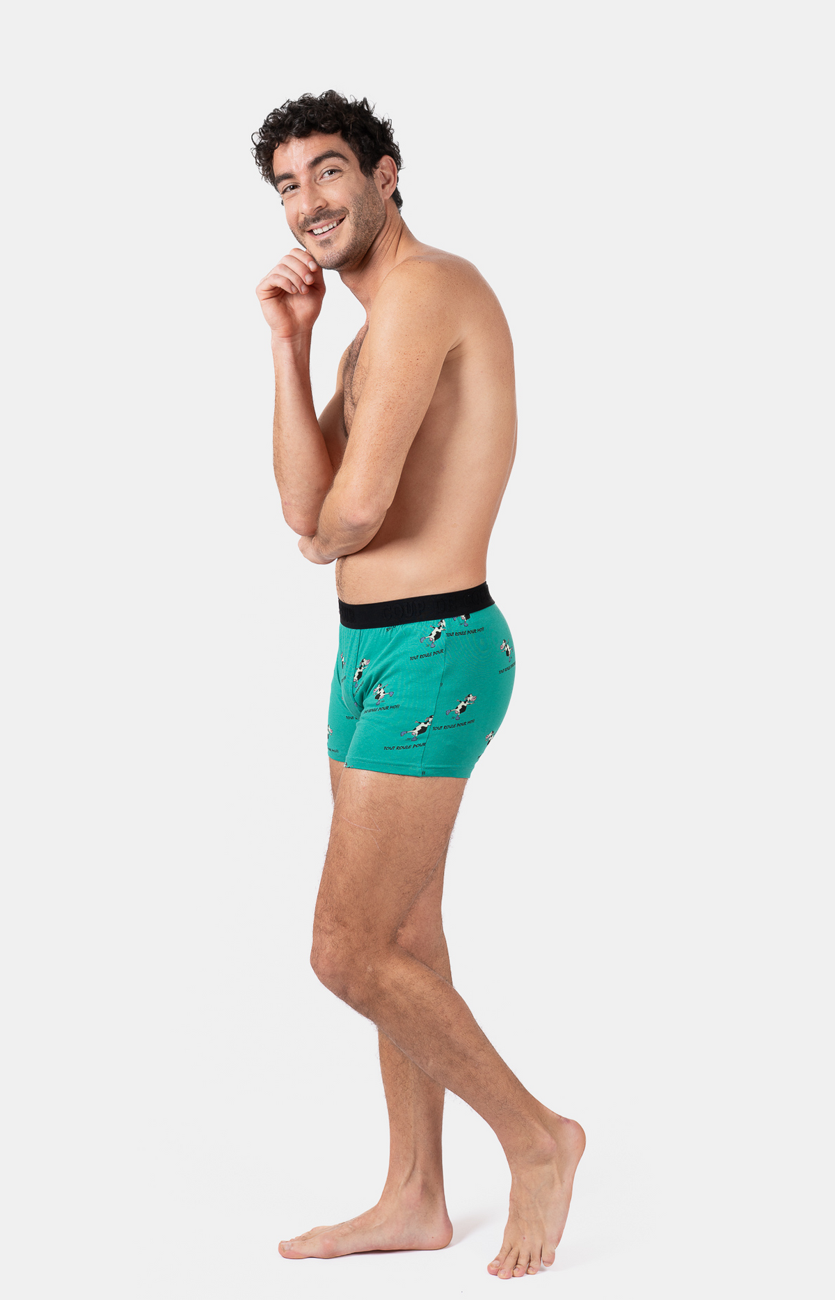 Boxer homme - VACHE - Taille L, Couleur Vert