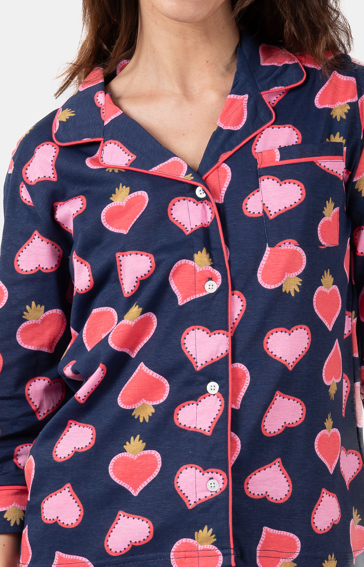 Pyjama femme coordonné court et veste boutonnée -100% coton - MEXI