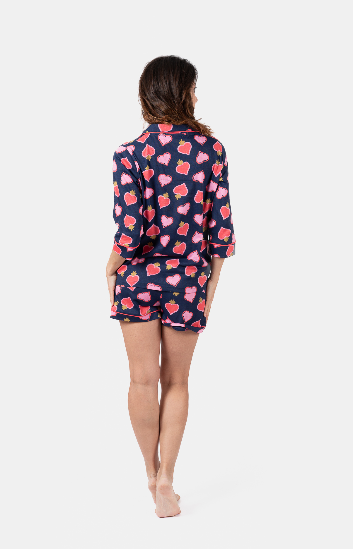 Pyjama femme coordonné court et veste boutonnée -100% coton - MEXI