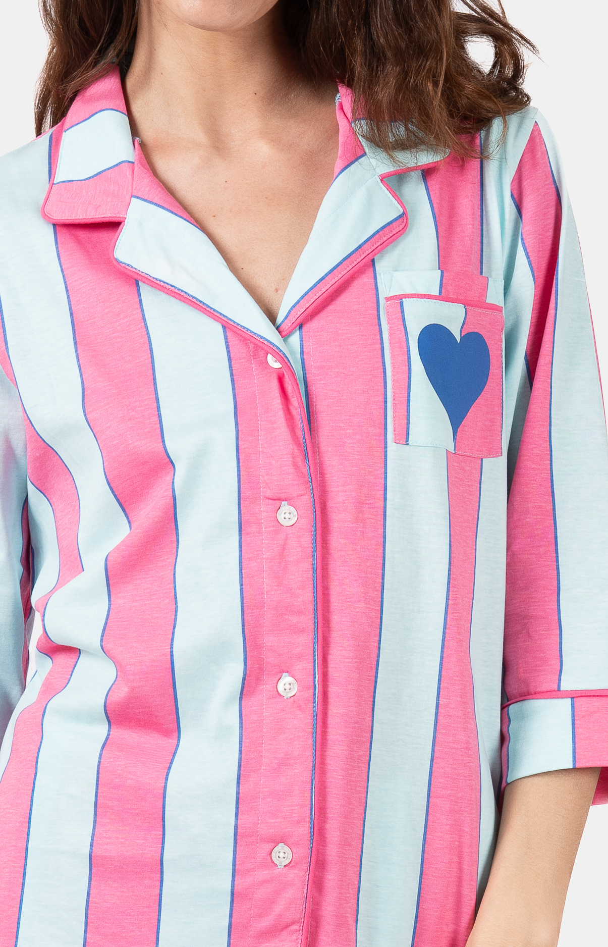 Pyjama femme coordonné court et veste boutonnée -100% coton - RAYURE