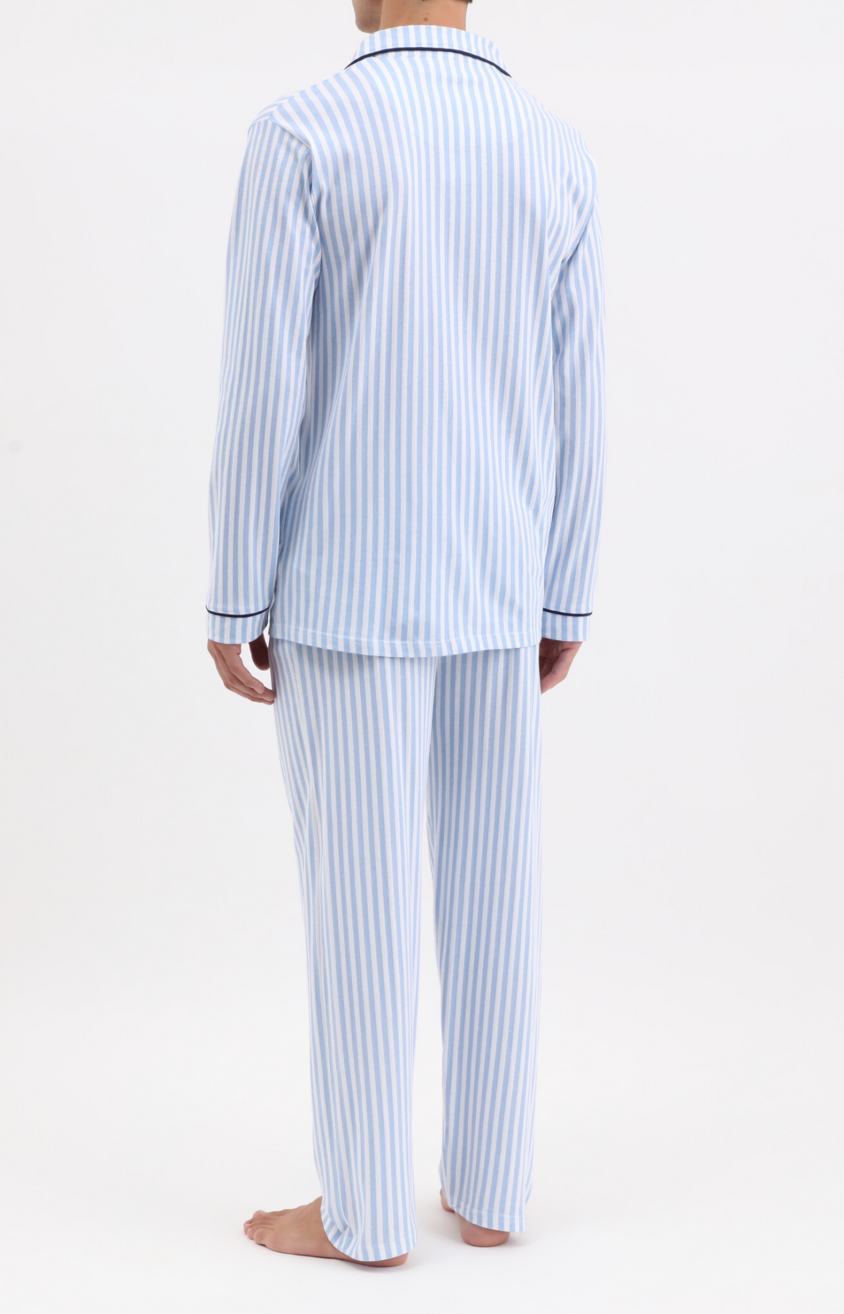 Pyjama long boutonné - RAYE - Taille M, Couleur Ciel