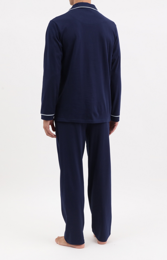Pyjama long boutonné - UNI - Taille M, Couleur Marine