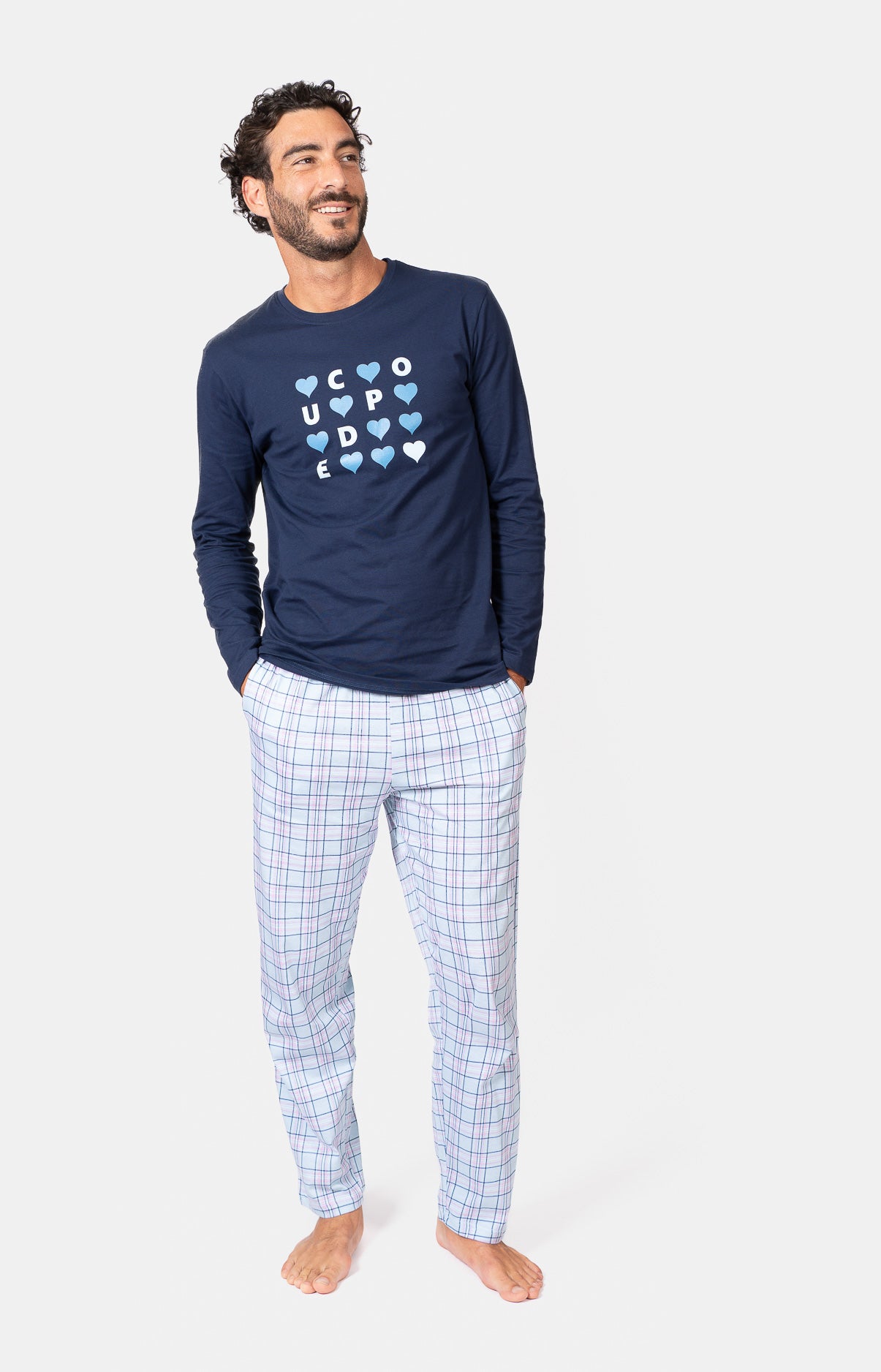 Pyjama long col V - AMOR