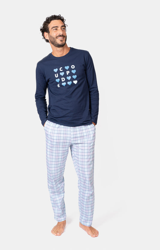Pyjama long col V - AMOR