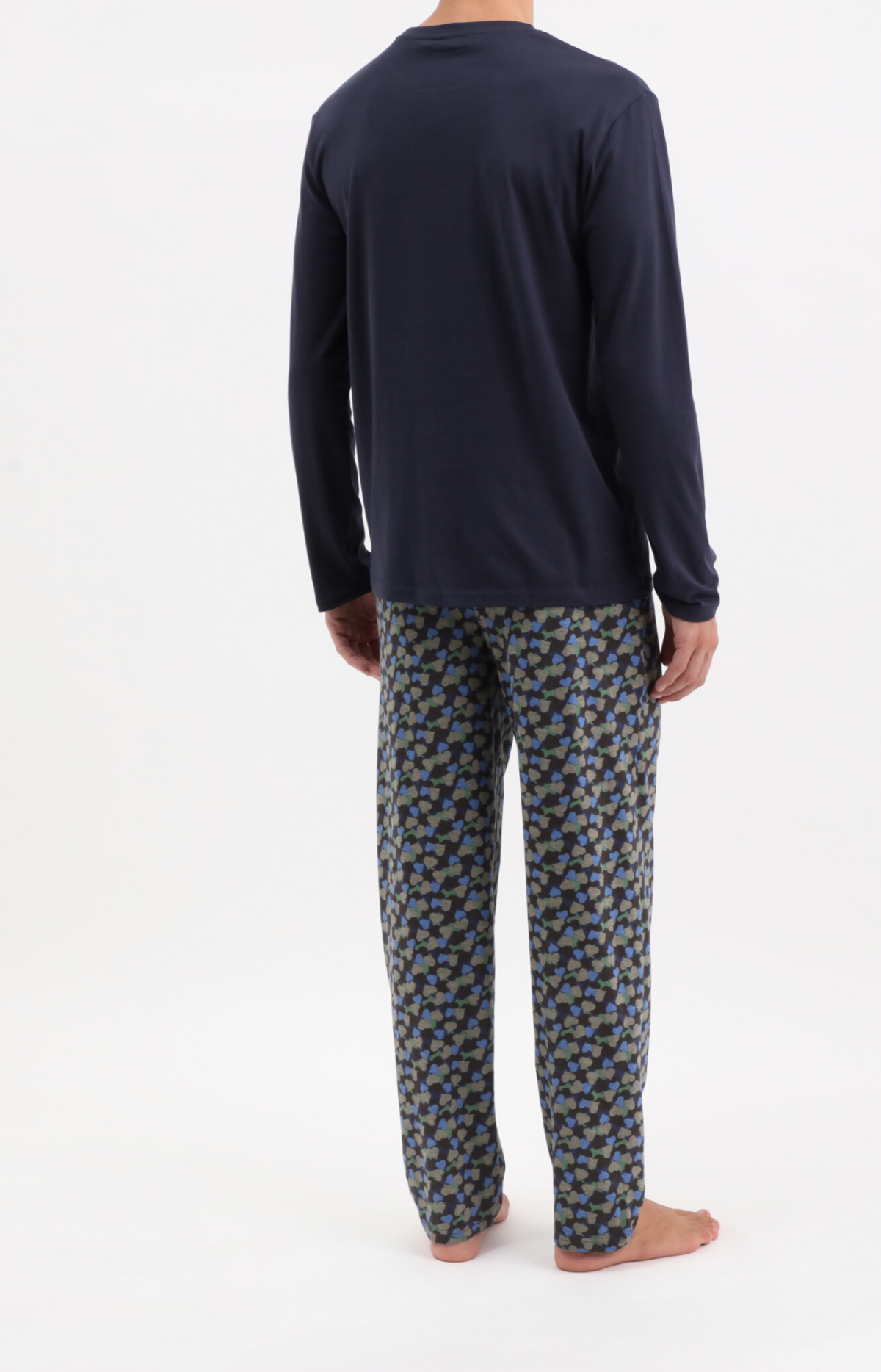Pyjama homme long col rond - 100% coton - CAMOUFLAGE - Taille M, Couleur Noir