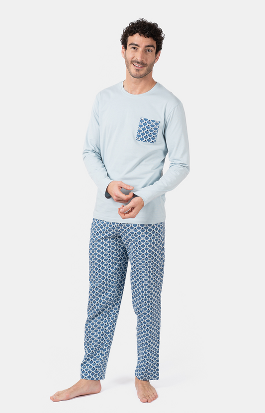 Pyjama homme long col rond - 100% coton - CARD