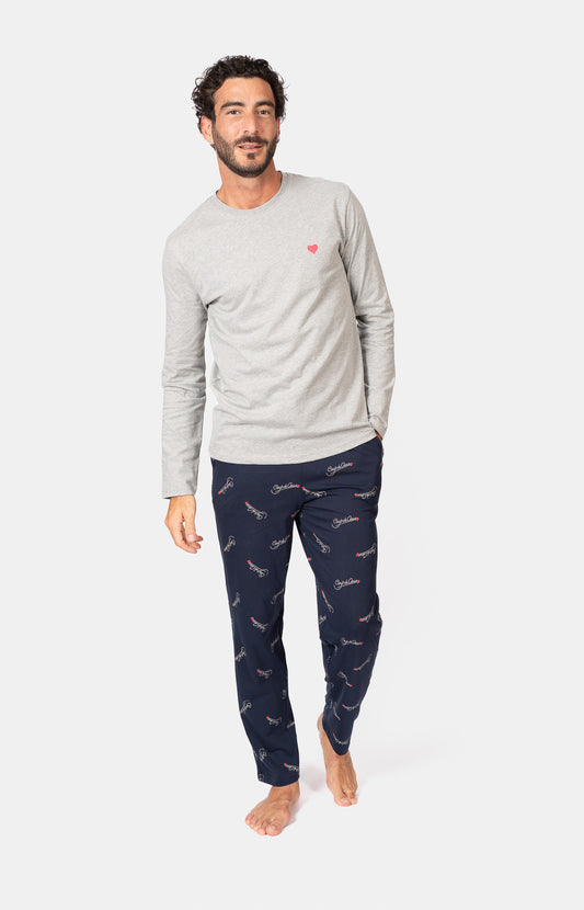 Pyjama long col V - LOGO