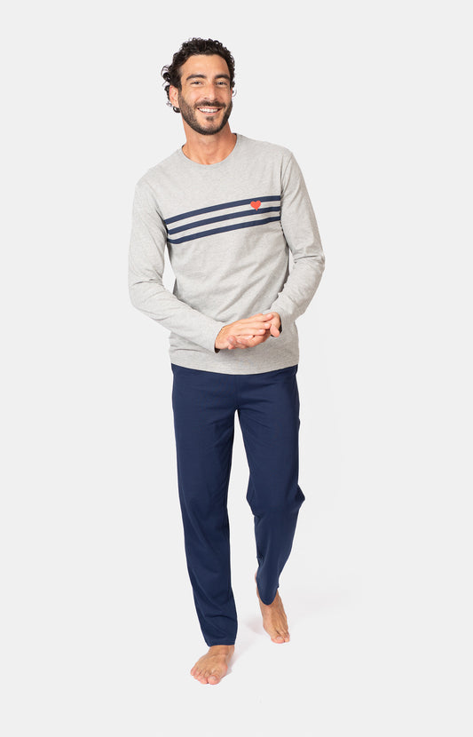 Pyjama long col V - UNI