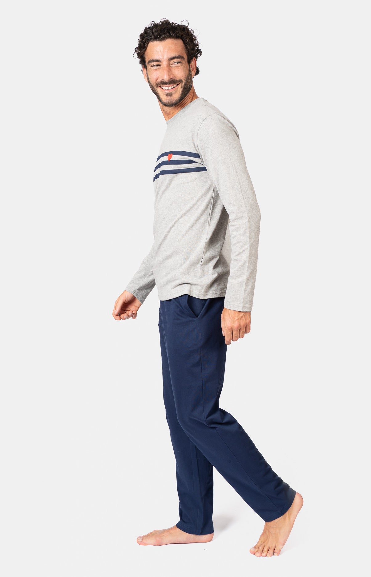 Pyjama long col V - UNI
