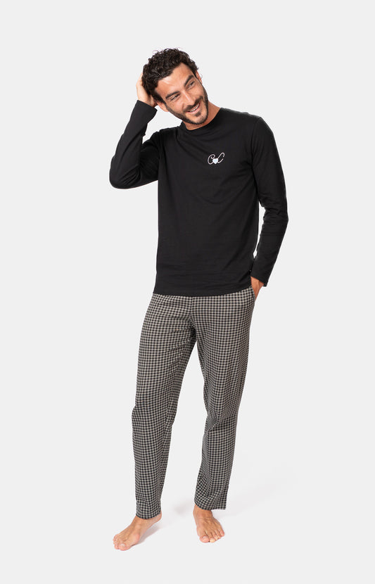 Pyjama long col V - VICHY