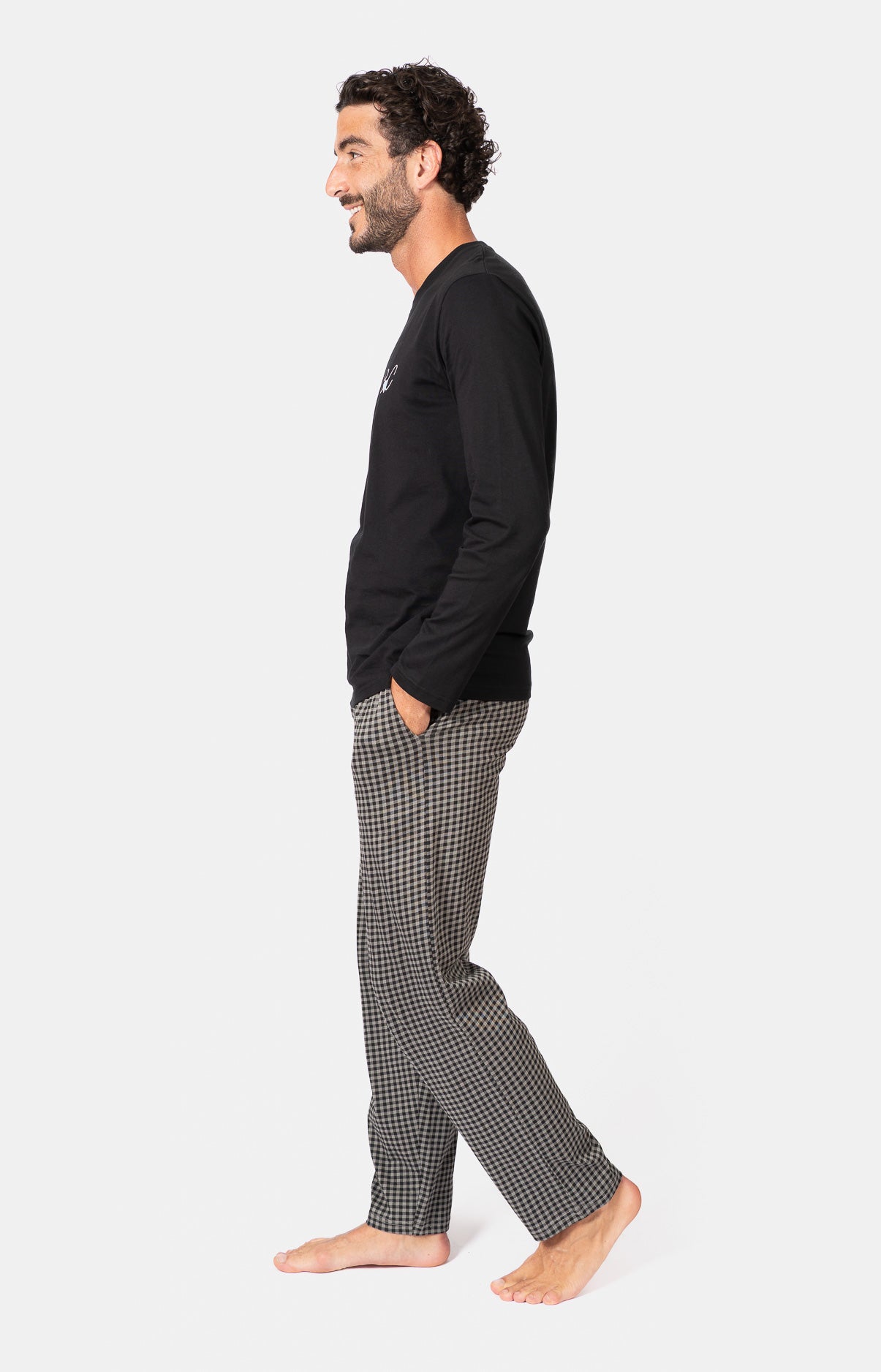 Pyjama long col V - VICHY