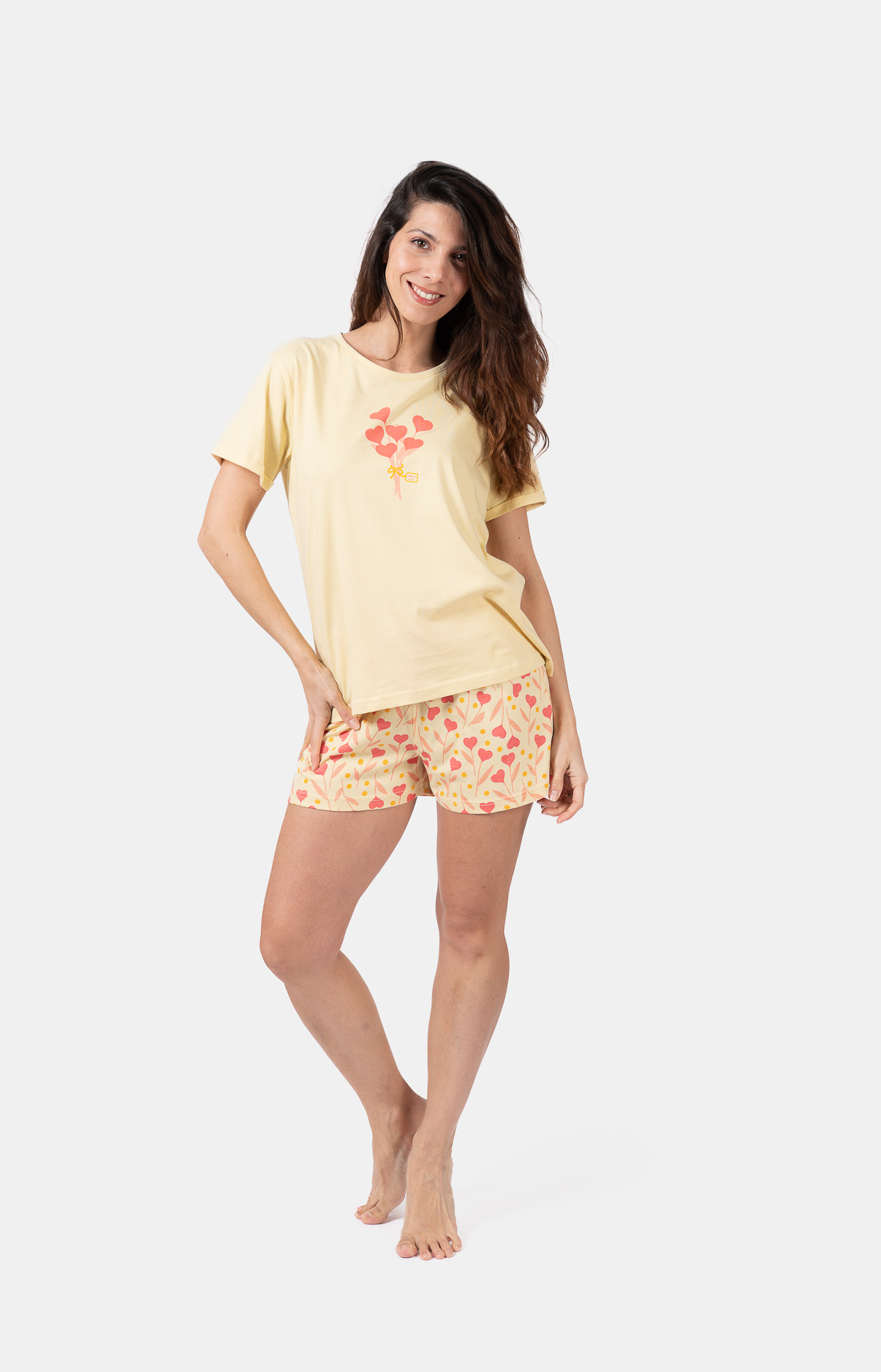 Pyjacourt femme col rond -100% coton - BOUQUET