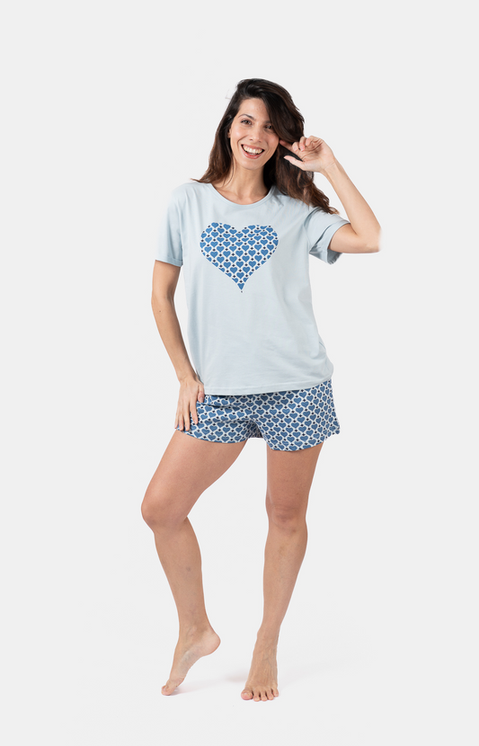 Pyjacourt femme col rond - 100% coton - CARD