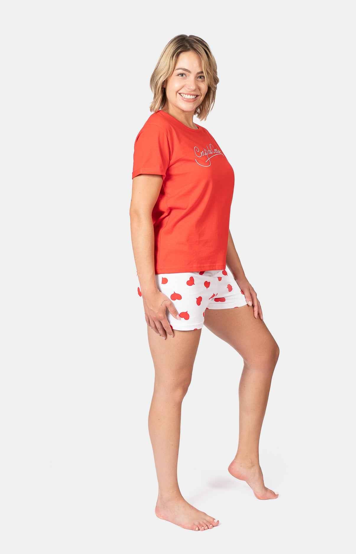 Pyjashort femme 100% coton - COEUR