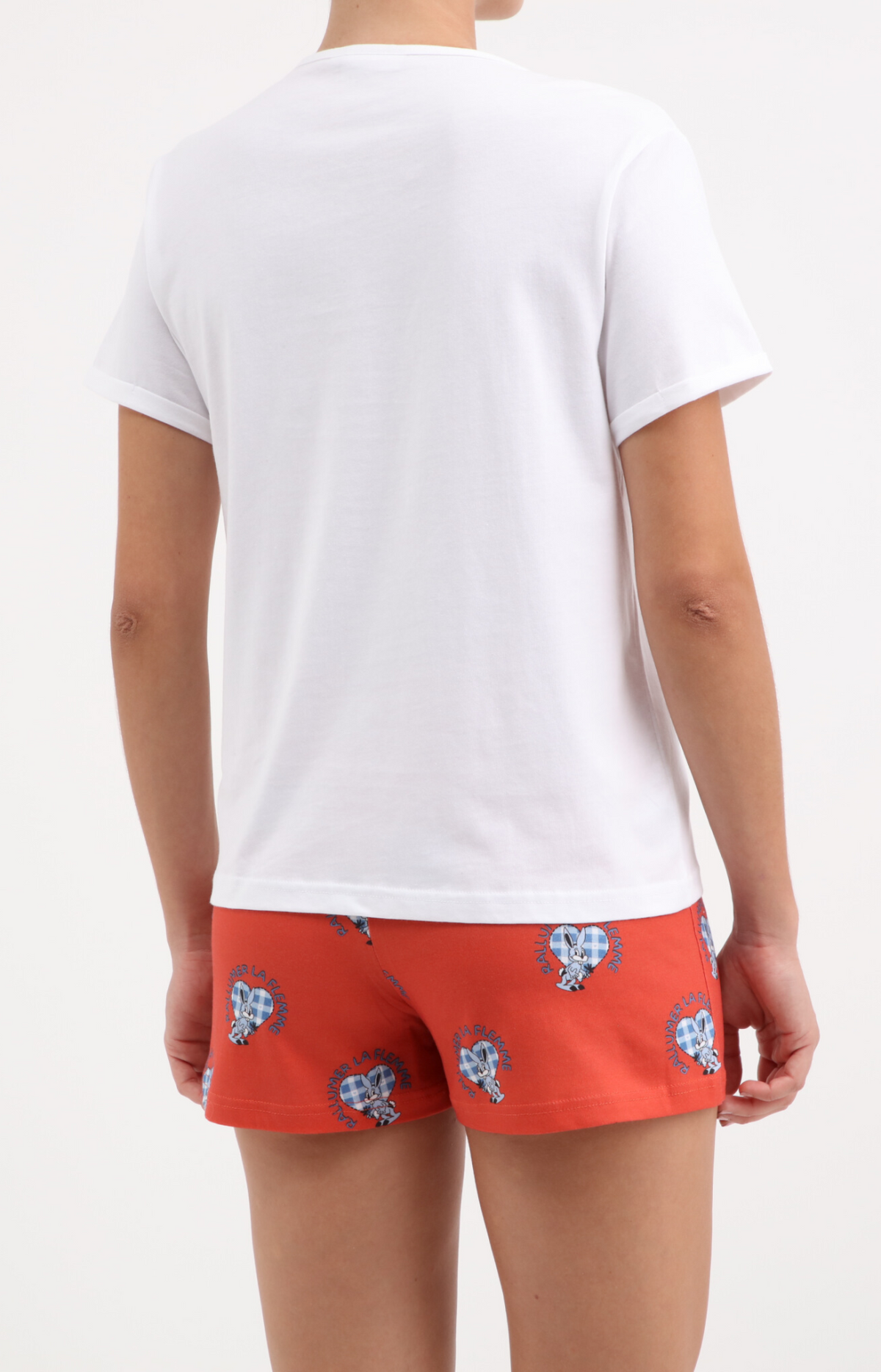Pyjacourt femme col rond -100% coton - FLEMME - Taille 38, Couleur Blanc