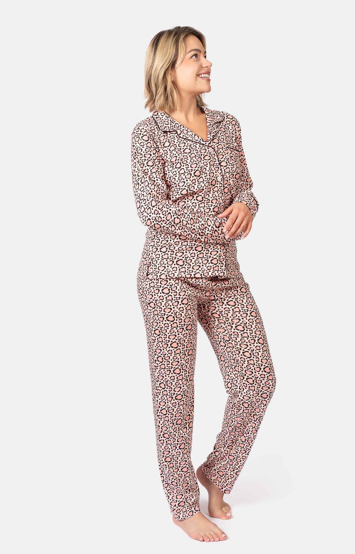 Pyjama femme long 100% coton - LEO