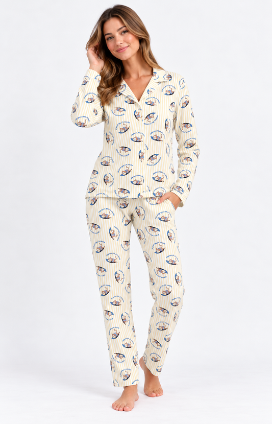 Pyjama Femme long veste boutonnée 100% coton - SIESTE